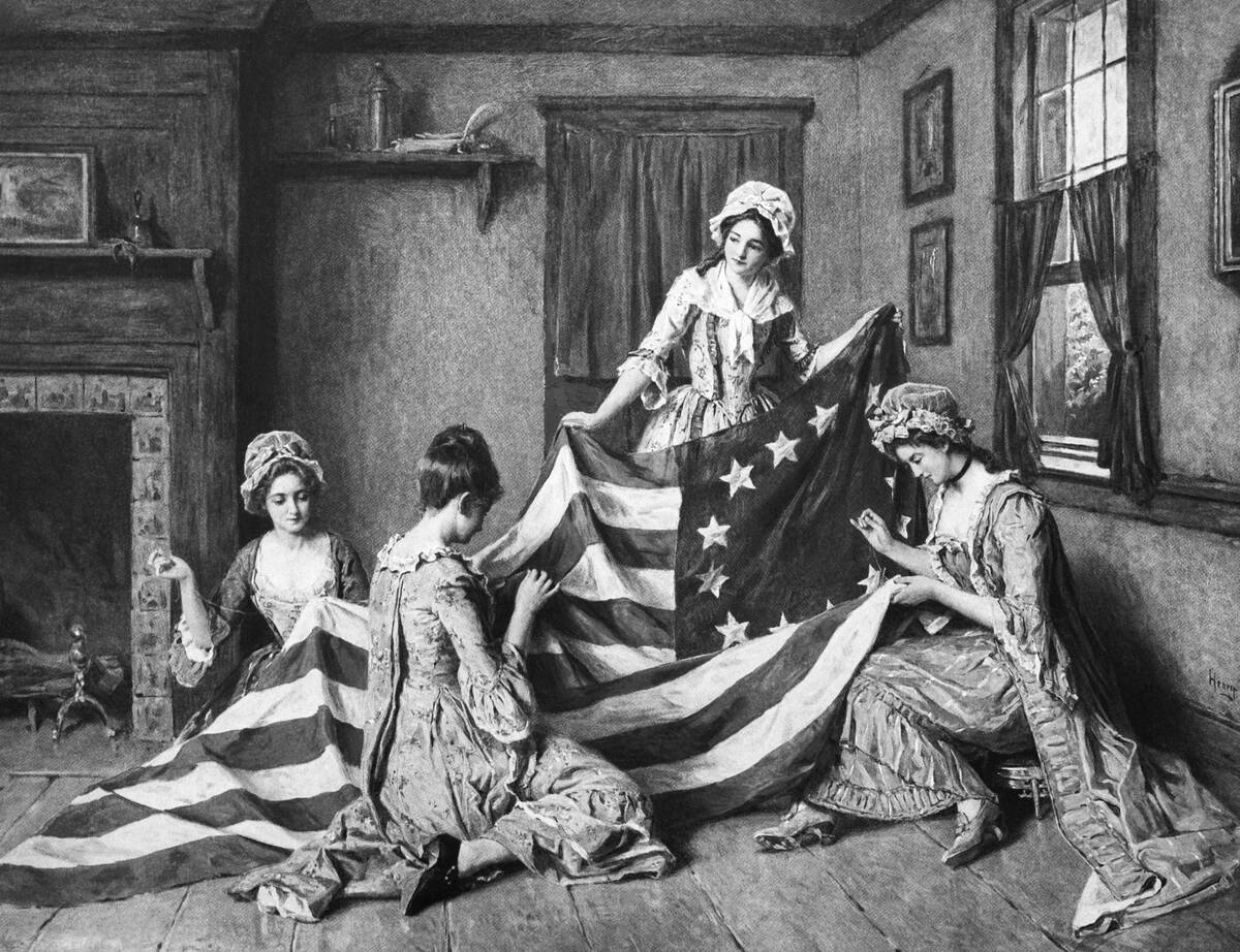 Painting of Betsy Ross with American Flag