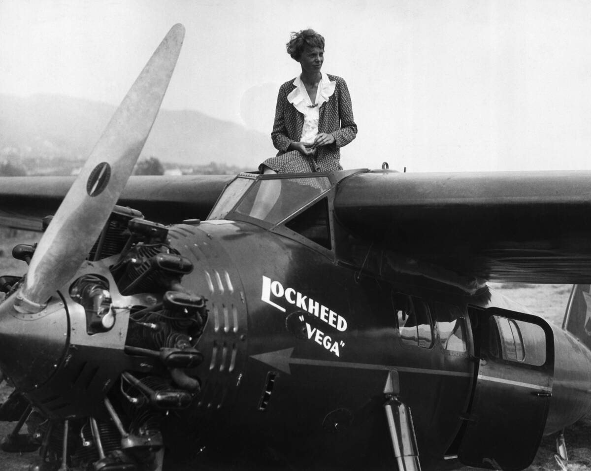 Pilot Amelia Earhart on Lockheed Vega Airplane