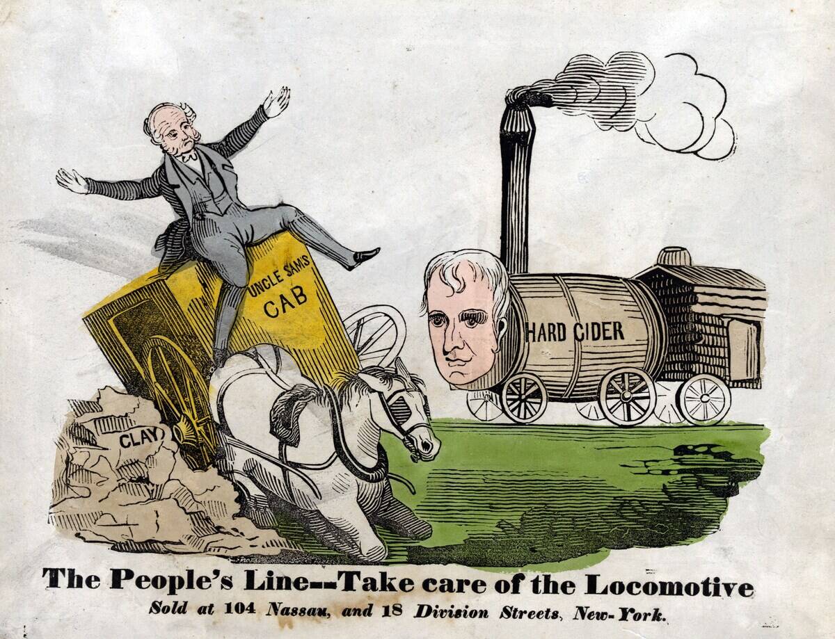 President Martin Van Buren drives 'Uncle Sam's Cab'.