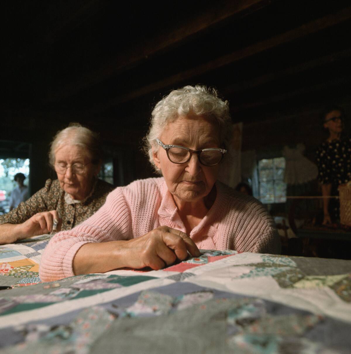 Quilting Bee Working at Festival