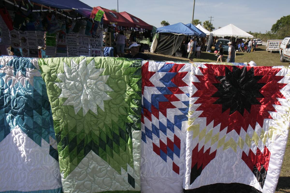 Quilts for sale at the Big Cypress Shootout event at Billie Swamp Safari