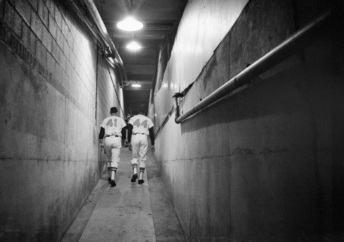 Rear View of Hank Aaron and Ed Mathews Going to Dressing Room