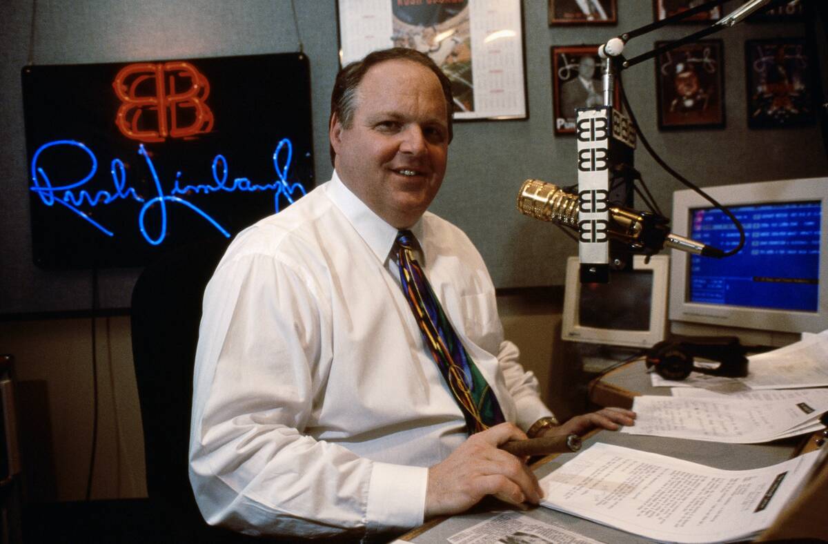 Rush Limbaugh in His Studio During His Radio Show