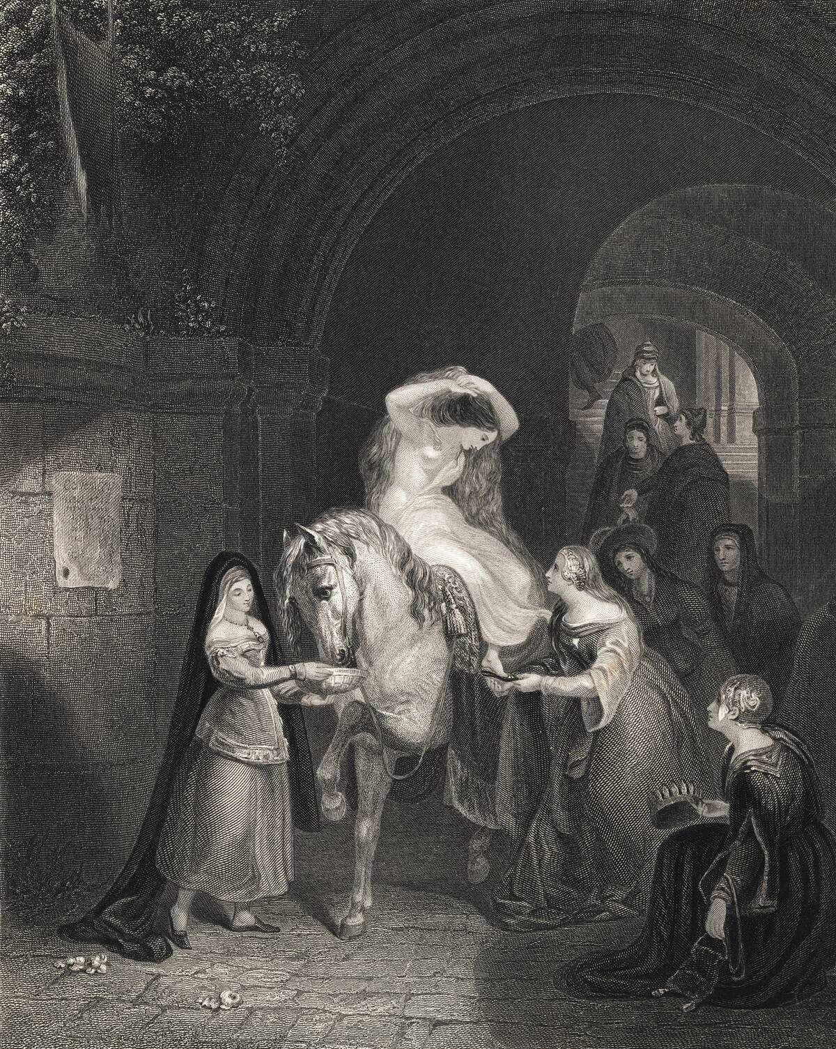Servants Helping Lady Godiva Disrobe