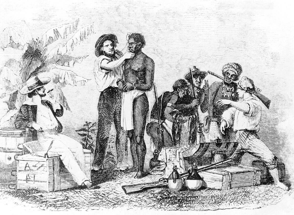 Spain / Dominica / Santo Domingo: The Inspection and Sale of a Negro', Brantz Mayer, 'Twenty Years of an African Slaver', c. 1854