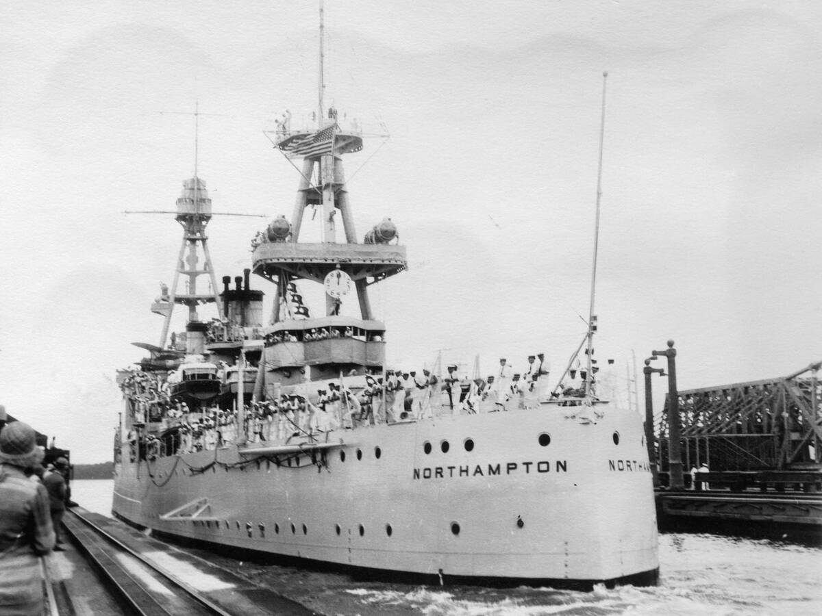 US Navy cruiser USS Northampton (CA-26), Panama Canal, Panama, 1931.