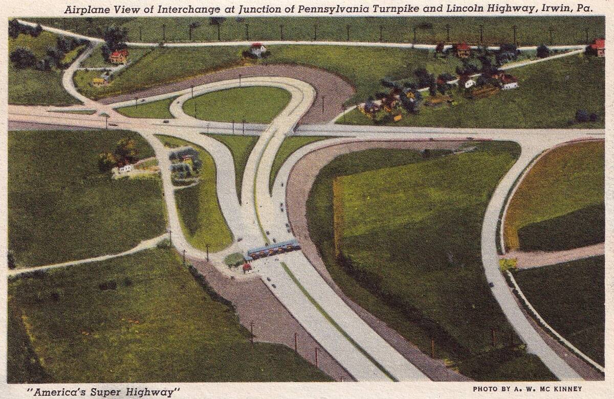 Vintage souvenir postcard, Interesting Scenes from the Pennsylvania Turnpike series, ca 1943