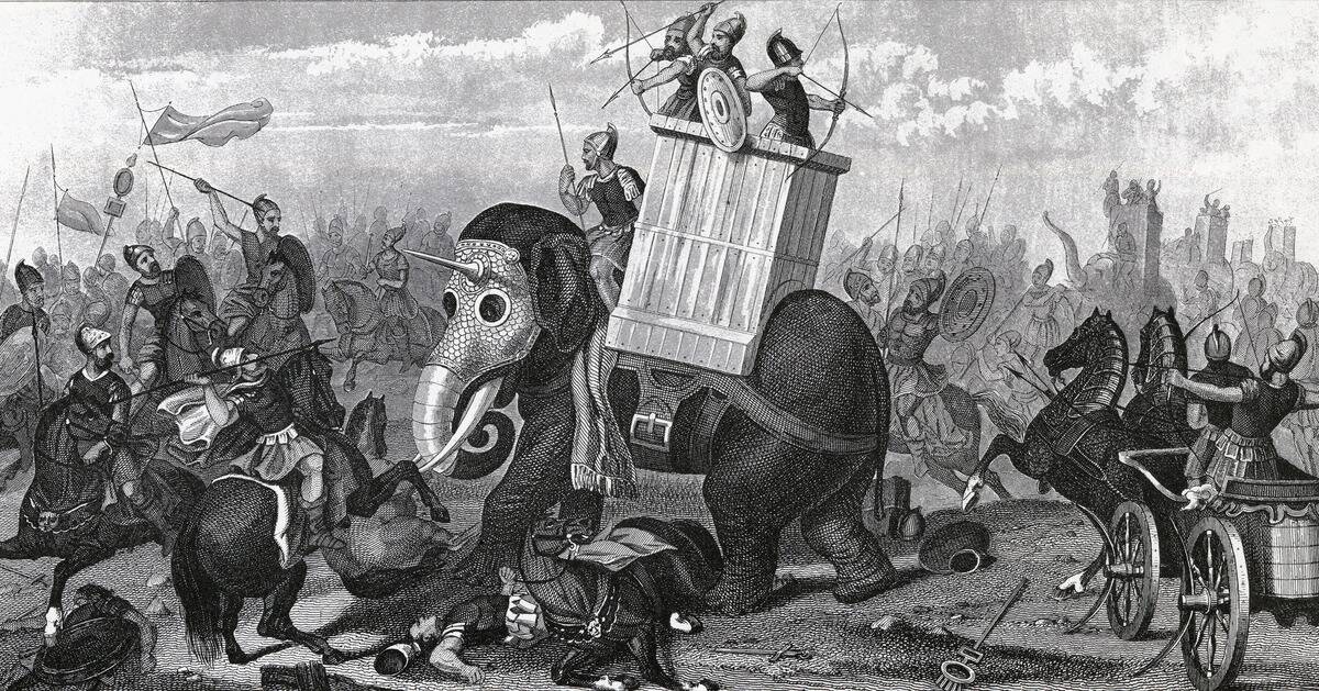 War Elephants In Combat
