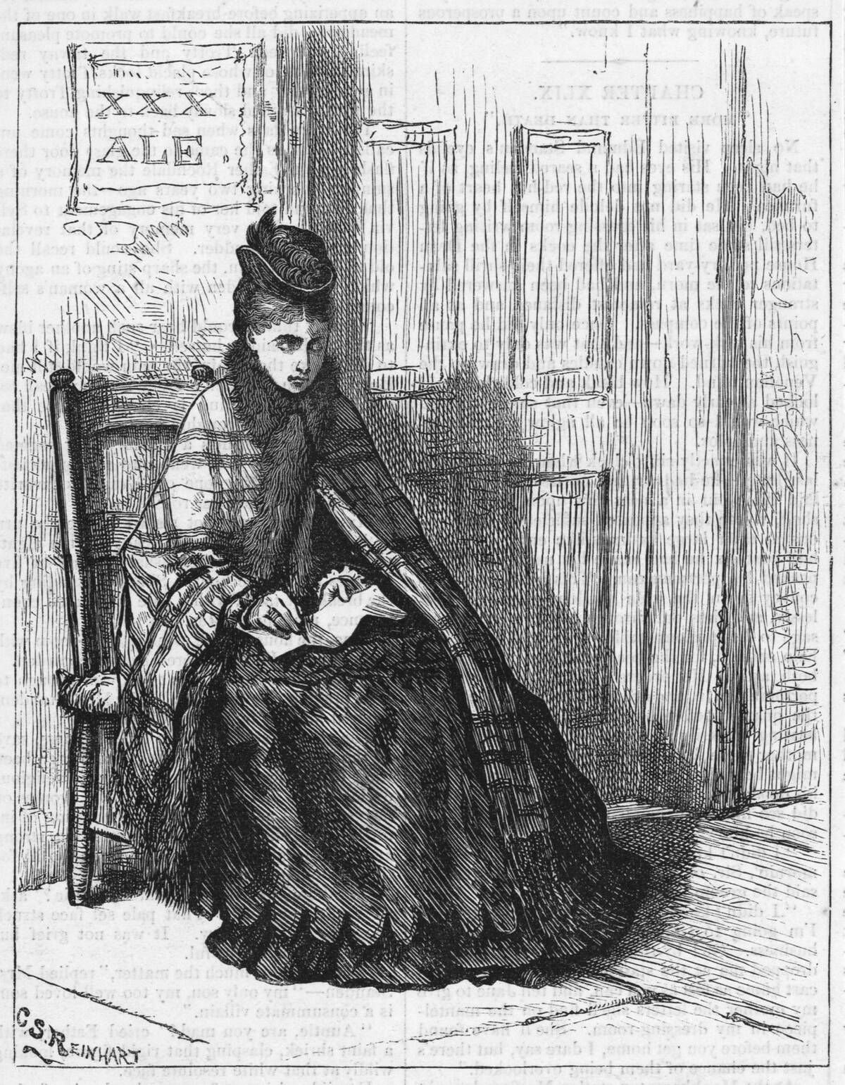 Woman Seated, Taking Down Names At Bar