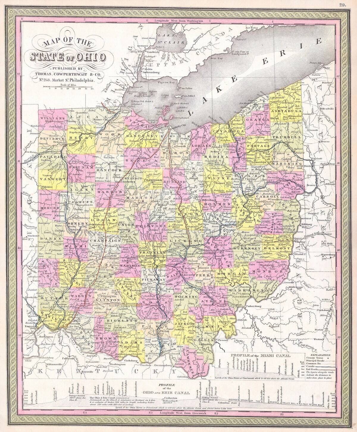 1850, Mitchell Map of Ohio