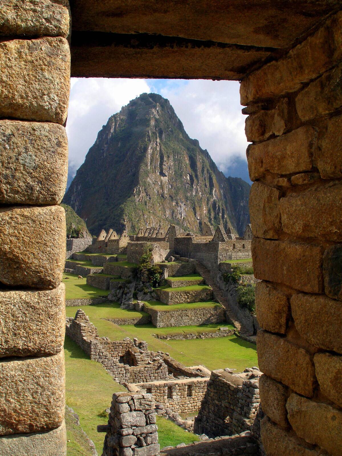A view of Machu Picchu across the ruins towards Huayna Picch