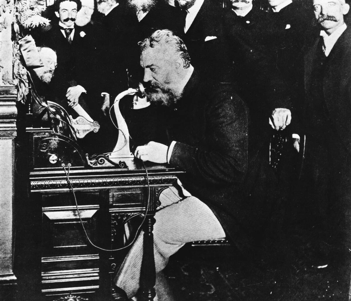 Alexander Graham Bell Making Telephone Call