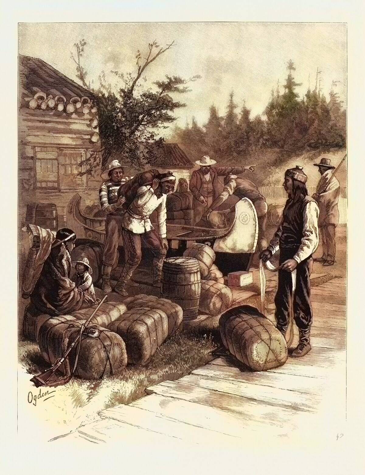 At the Portage, Hudson's Bay Company's Employes on Their Annual Expedition.