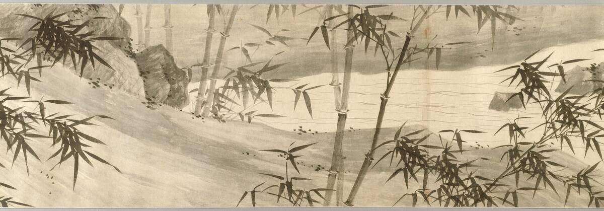 Bamboo-Covered Stream In Spring Rain