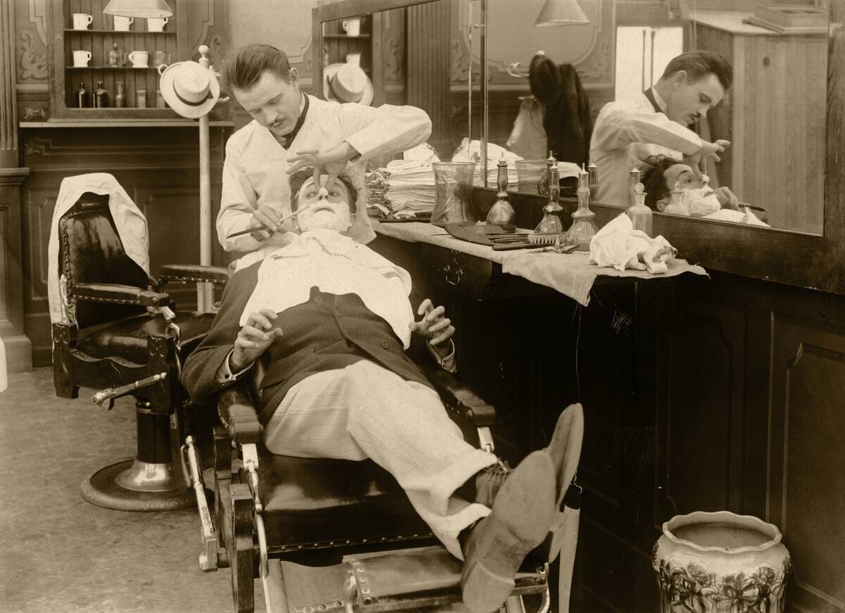 Barber Shaving Man
