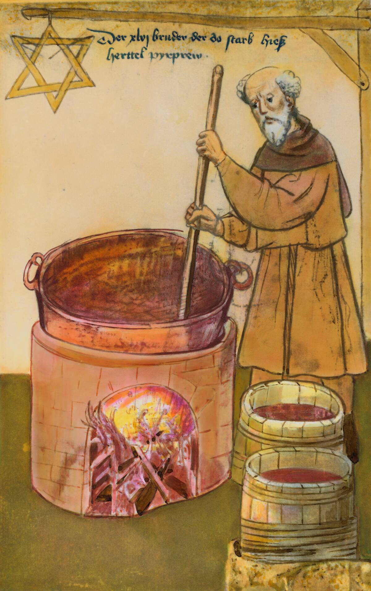 Beer Brewer Stirring His Concoction