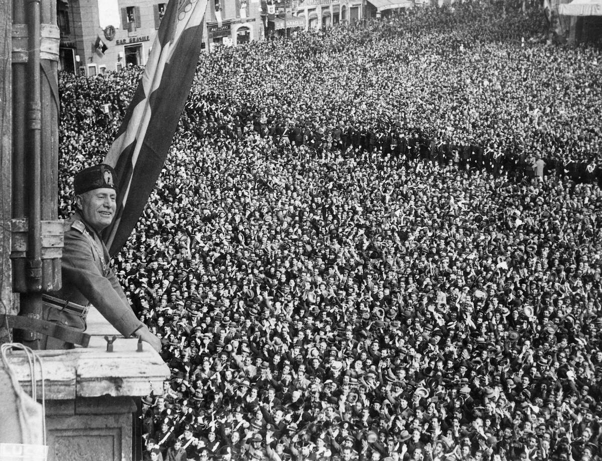 Benito Mussolini Speaking to Crowd