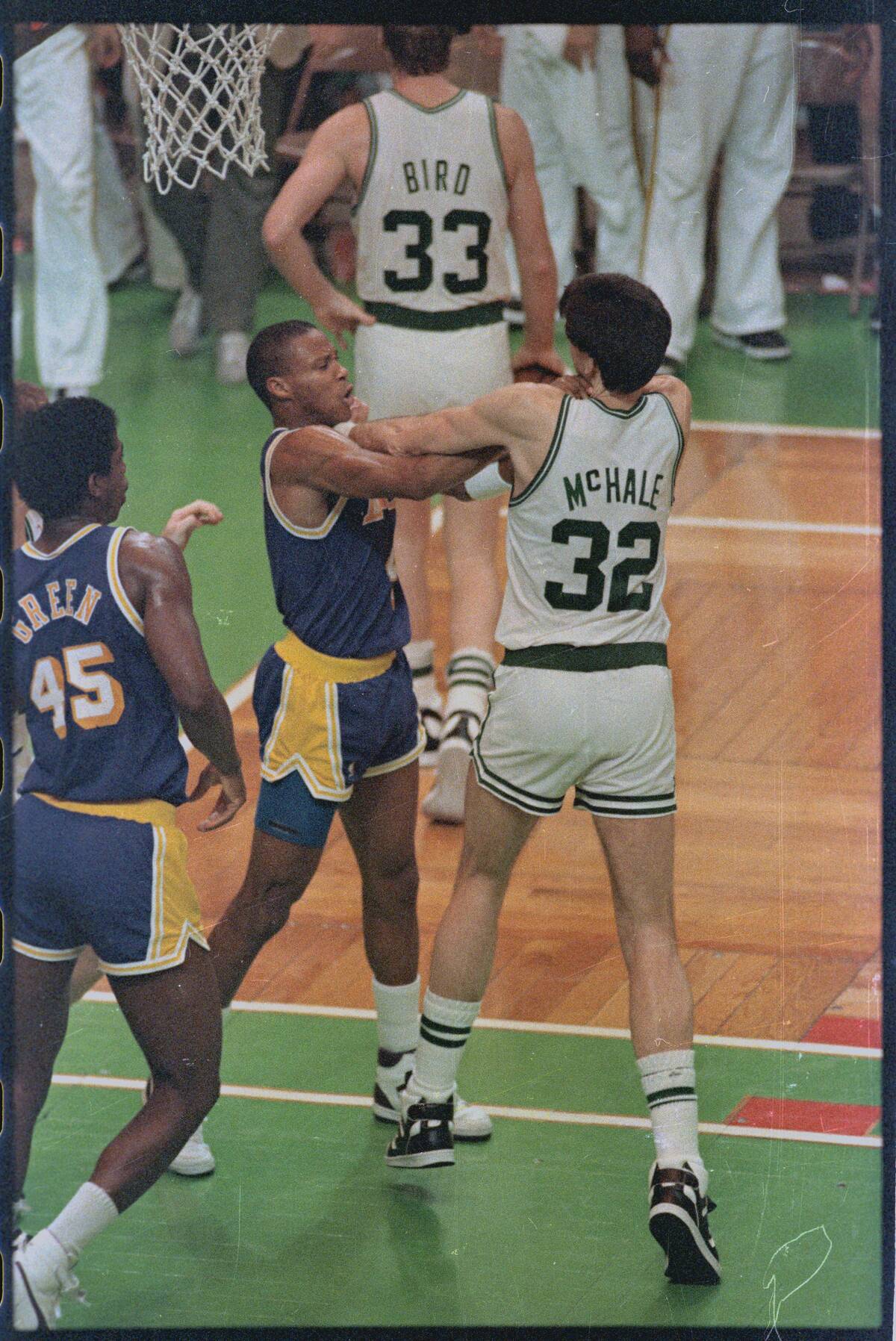 Byron Scott and Kevin McHale Fighting on Court