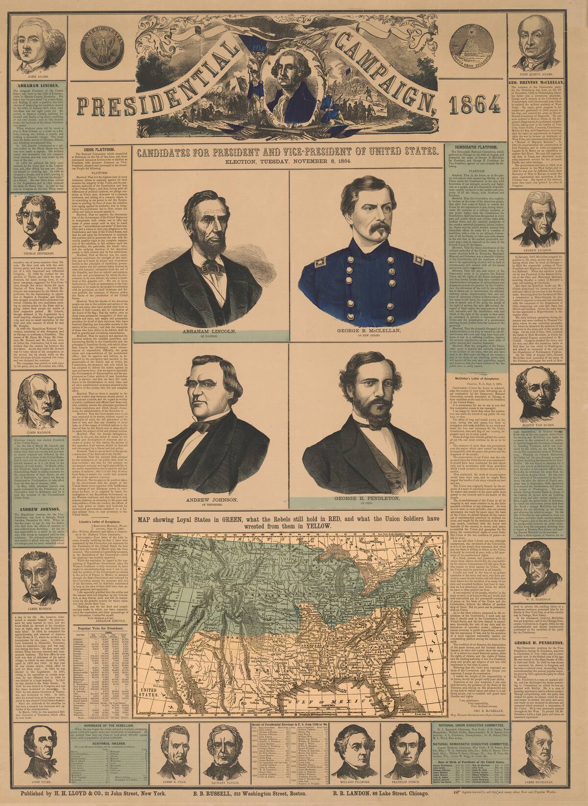 Candidates for President and Vice-President of the United States, November 8, 1864, HH Lloyd & Co, Publisher