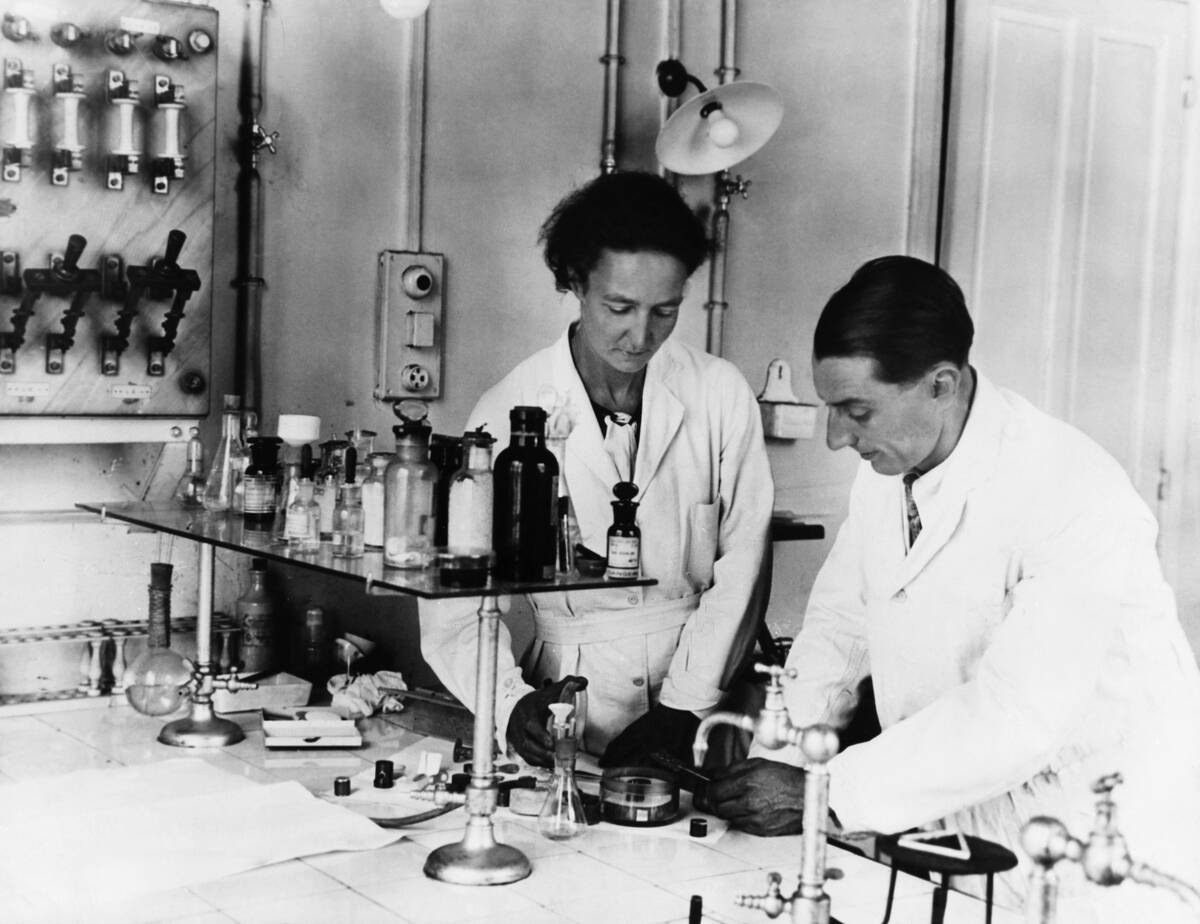 Chemists Frederic and Irene Joliot-Curie in Lab