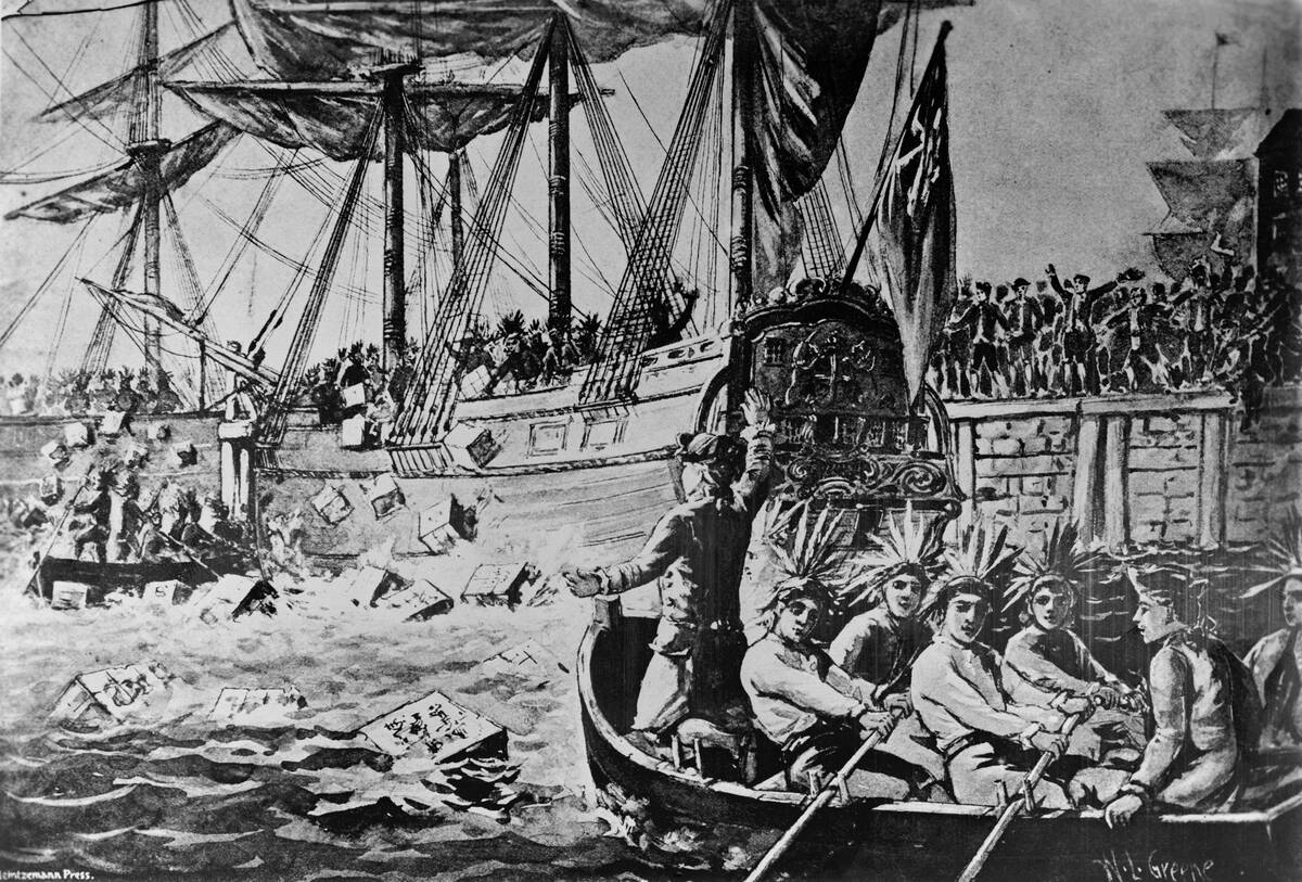 Drawing Depicting the Boston Tea Party by W.L. Greene