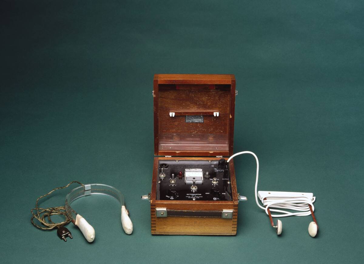 Ectonustim 3 ECT machine with scalp electrodes, English, 1958-1965.