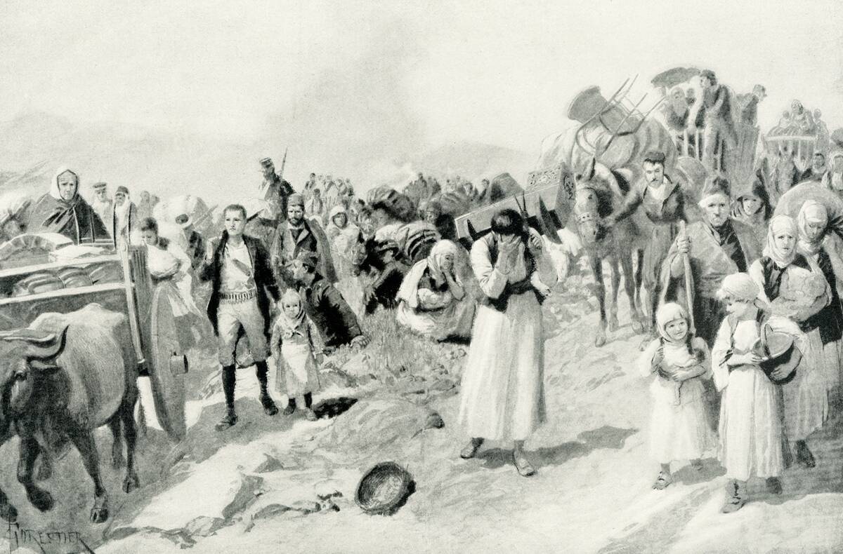 Greek Peasantry Fleeing Larissa