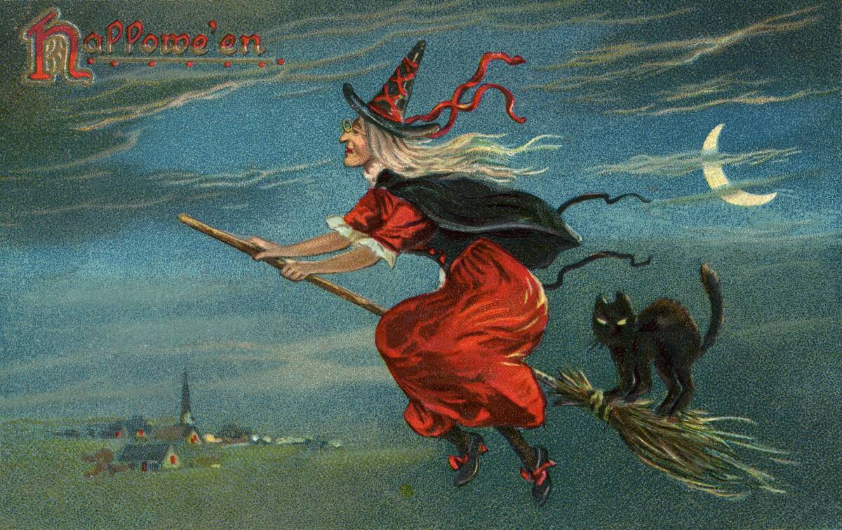 Halloween Witch Riding Broom