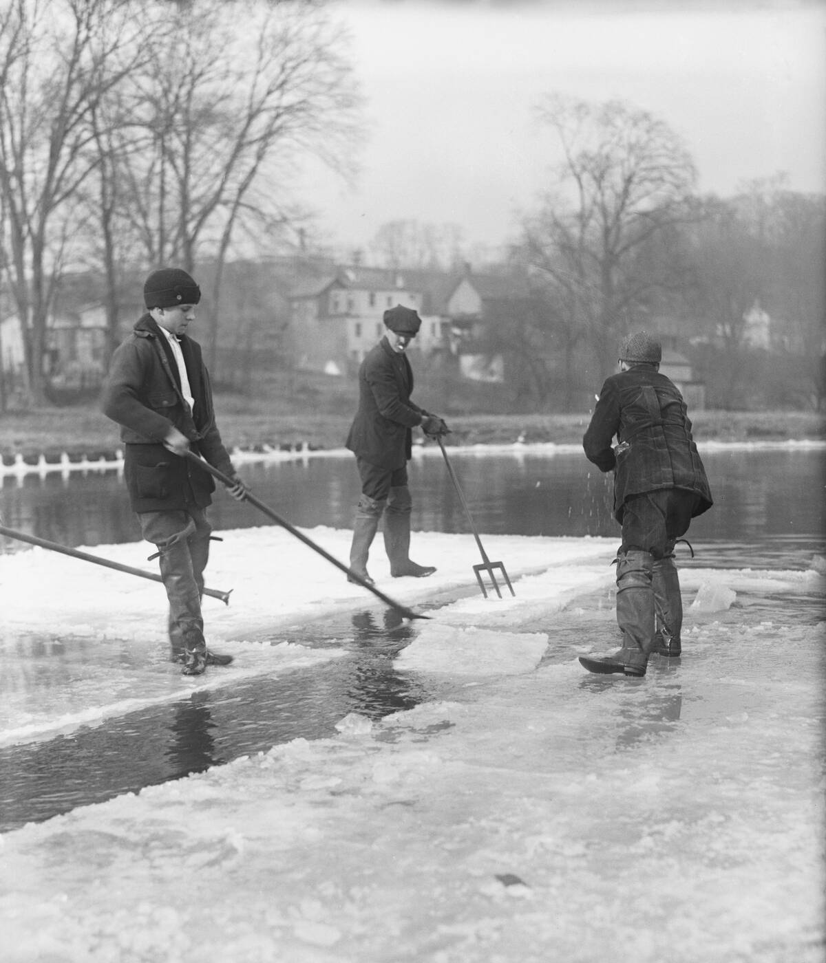 Ice Cutters Gathering Ice