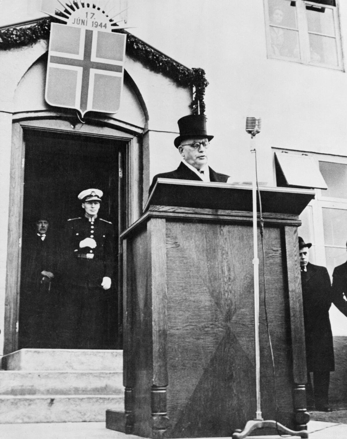 Icelandic President Sveinn Bjornsson Speaking at Parliament Ceremonies
