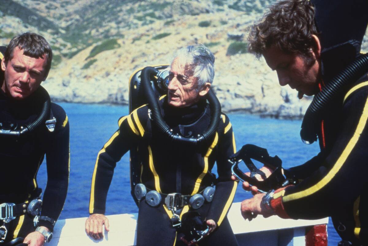 Jacques Cousteau Wearing Diving Gear