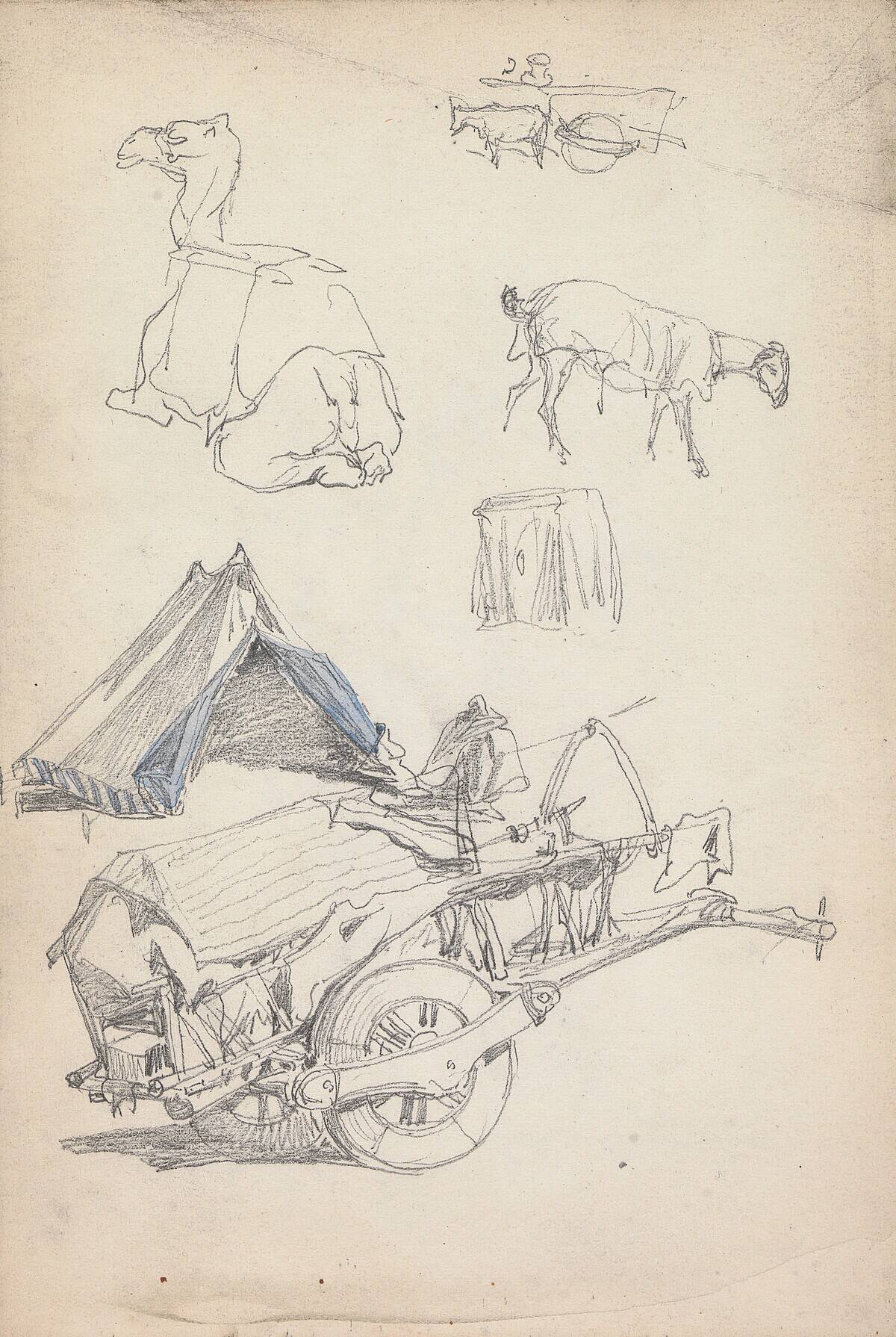 Man on Cart, and Animals.