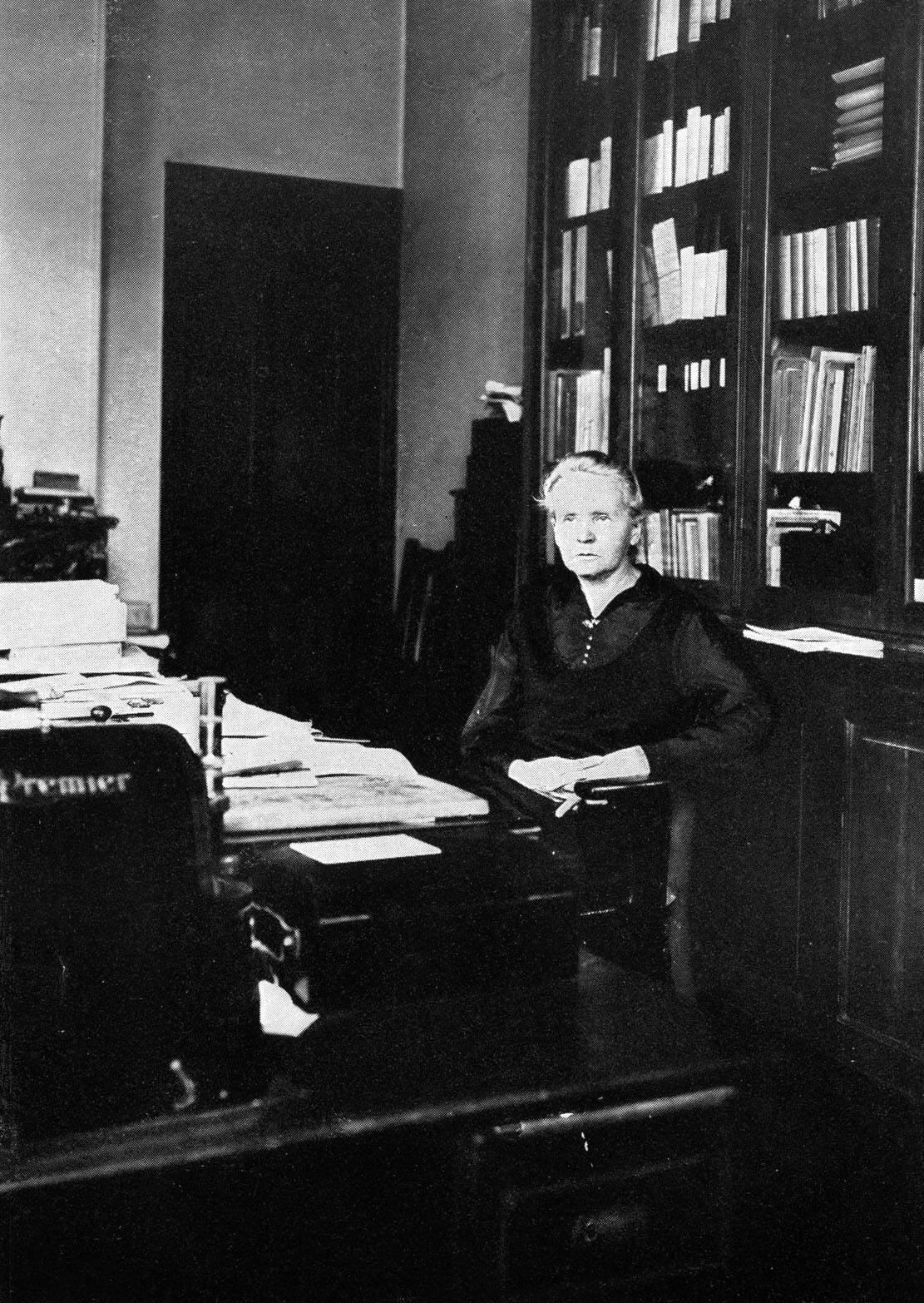 Marie Curie in her office