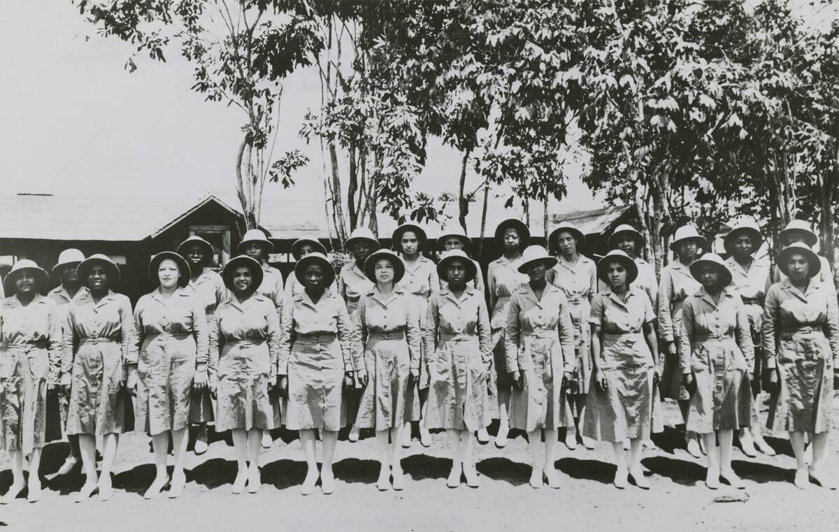Members Of An African American Company Of The Womens Army Auxiliary Corps Lined Up...