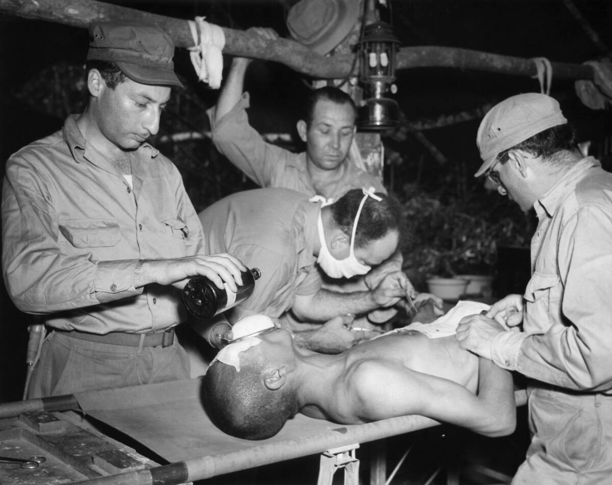 Military Medical Officers in Makeshift Hospital