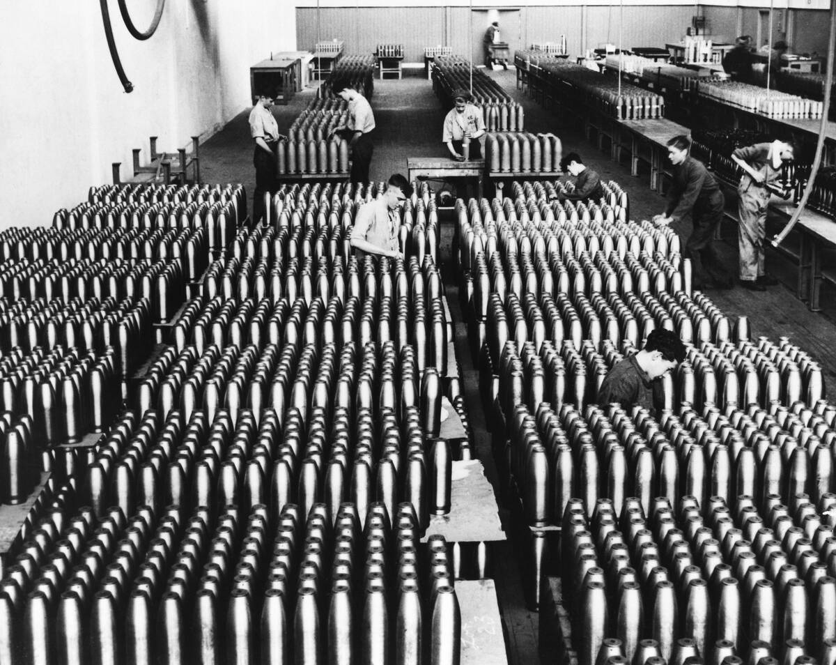 Munitions Workers Packing Shells For Field Guns
