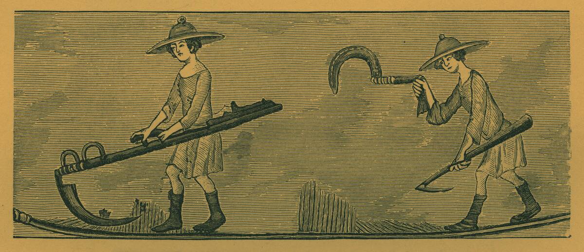 Peasants with scythe and reaping hook