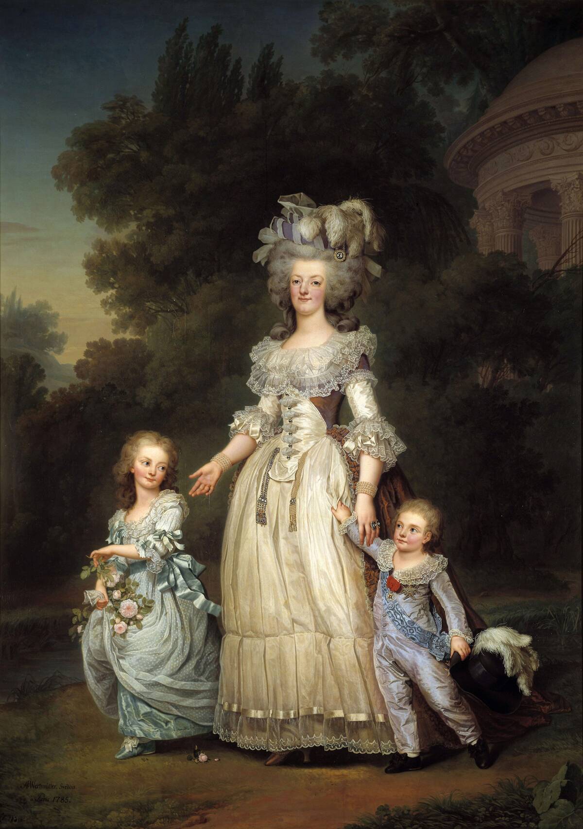 Portrait of Queen Marie Antoinette of France with her children by Adolf Ulrich Wertmuller