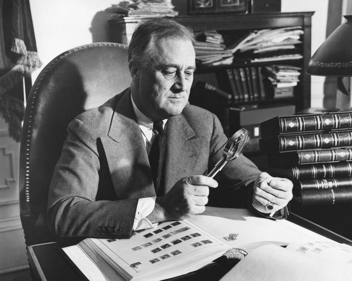 President Franklin Roosevelt with His Stamp Collection