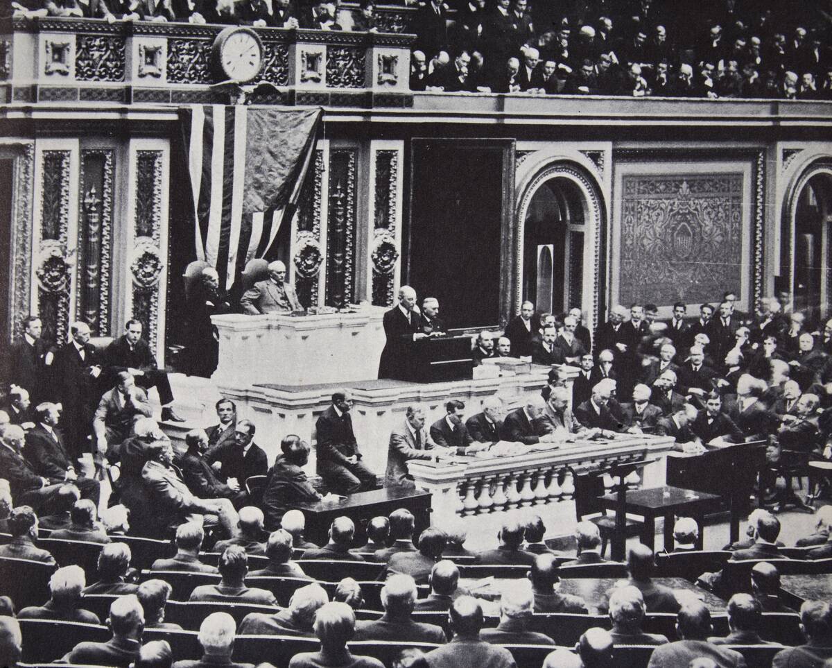 President Wilson In Congress Recommending The US Enter The War Against Germany 1917