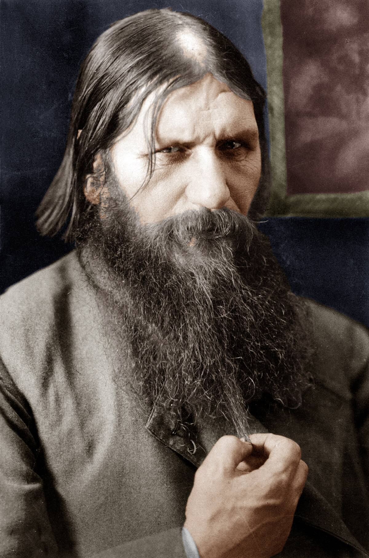 Rasputin (1871-1916) russian adventurer healer of czarevitch , protege of the czarina, he was murdered by prince Ioussoupov here in 1908 colorized document