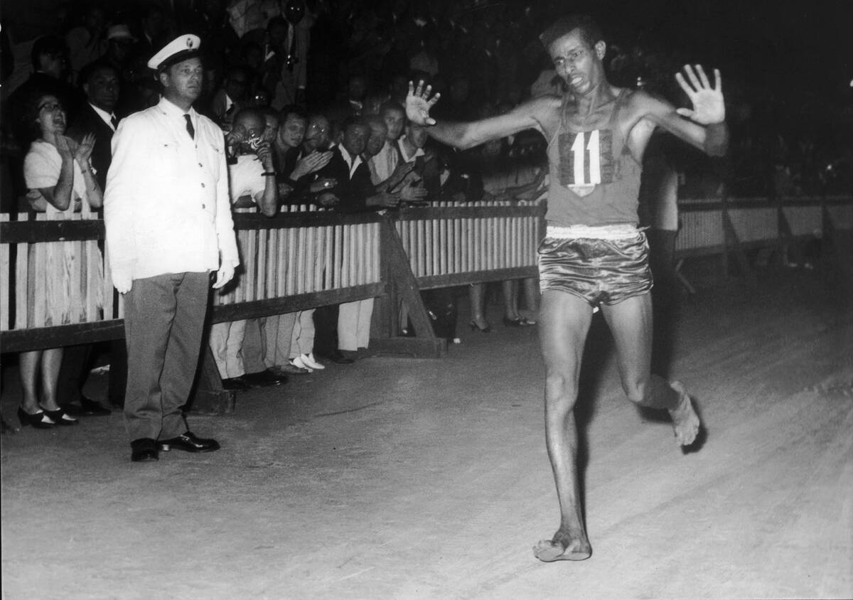 Rome Olympic Games: Runner Abebe Bikilq Wins The Marathon, 1960