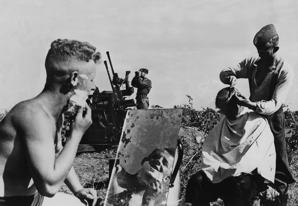 Shaving And Hair Cut For The German Troop In East Front-Ussr On August 3Rd 1942