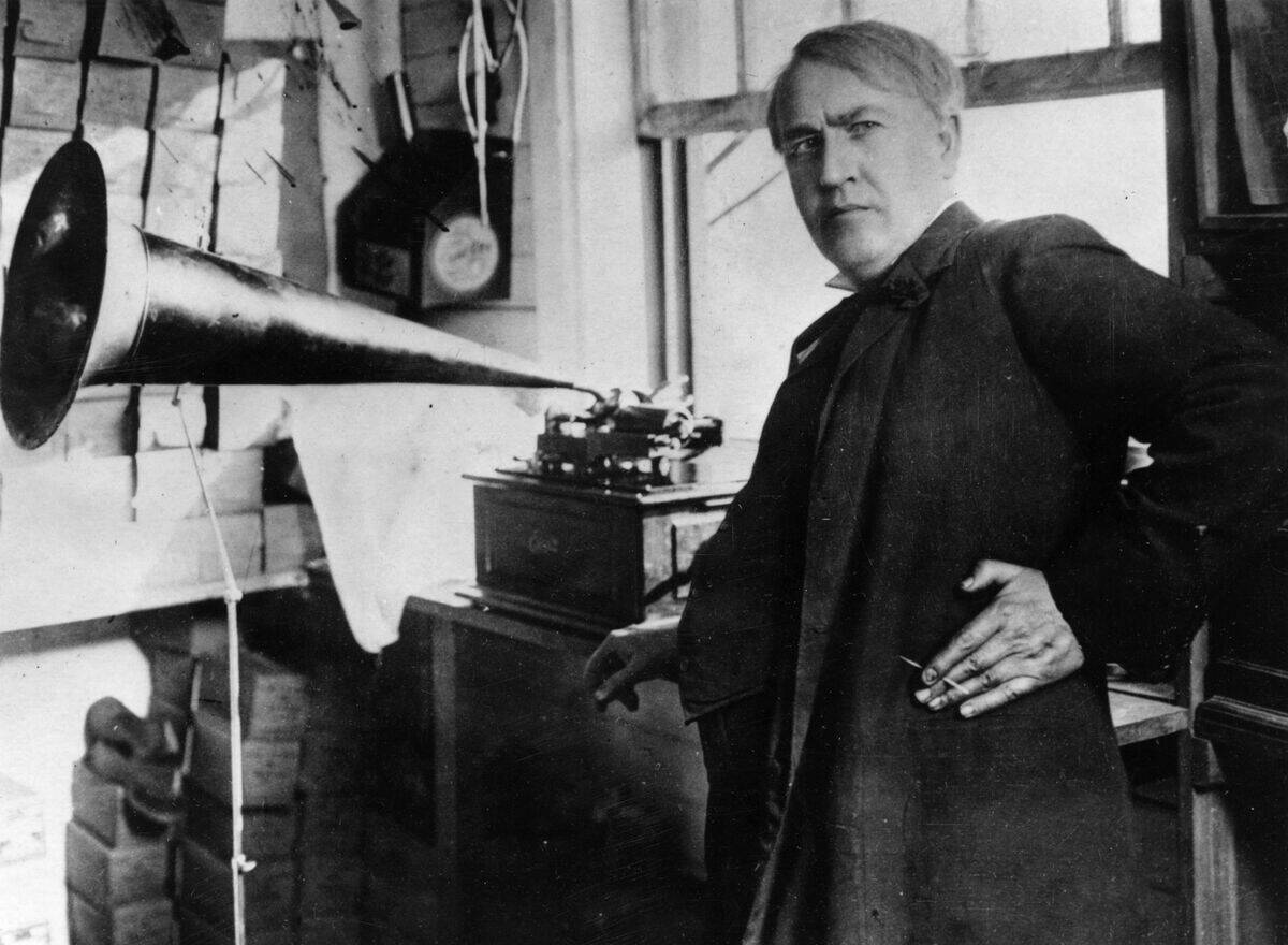 Thomas Edison With Standard Phonograph