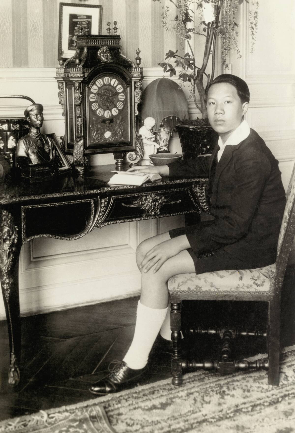 Vietnam Emperor Bao Dai Posing at Desk