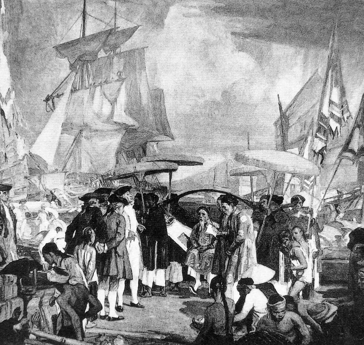 Vietnam-France: Pierre Poivre (1719-1786) at Tourane (Da Nang) in 1749, painting by Charles Fouqeray
