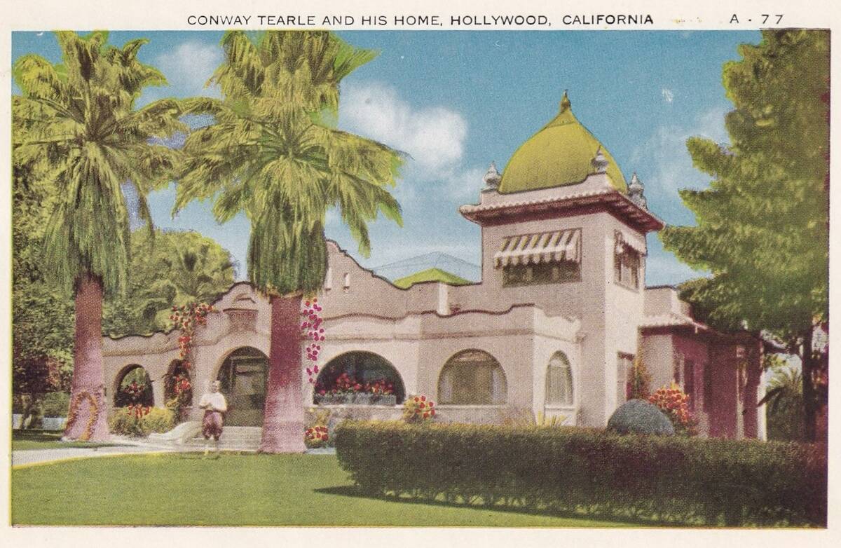 Vintage souvenir postcard, Conway Tearle's Home, Hollywood and Screenland Homes series, ca 1926