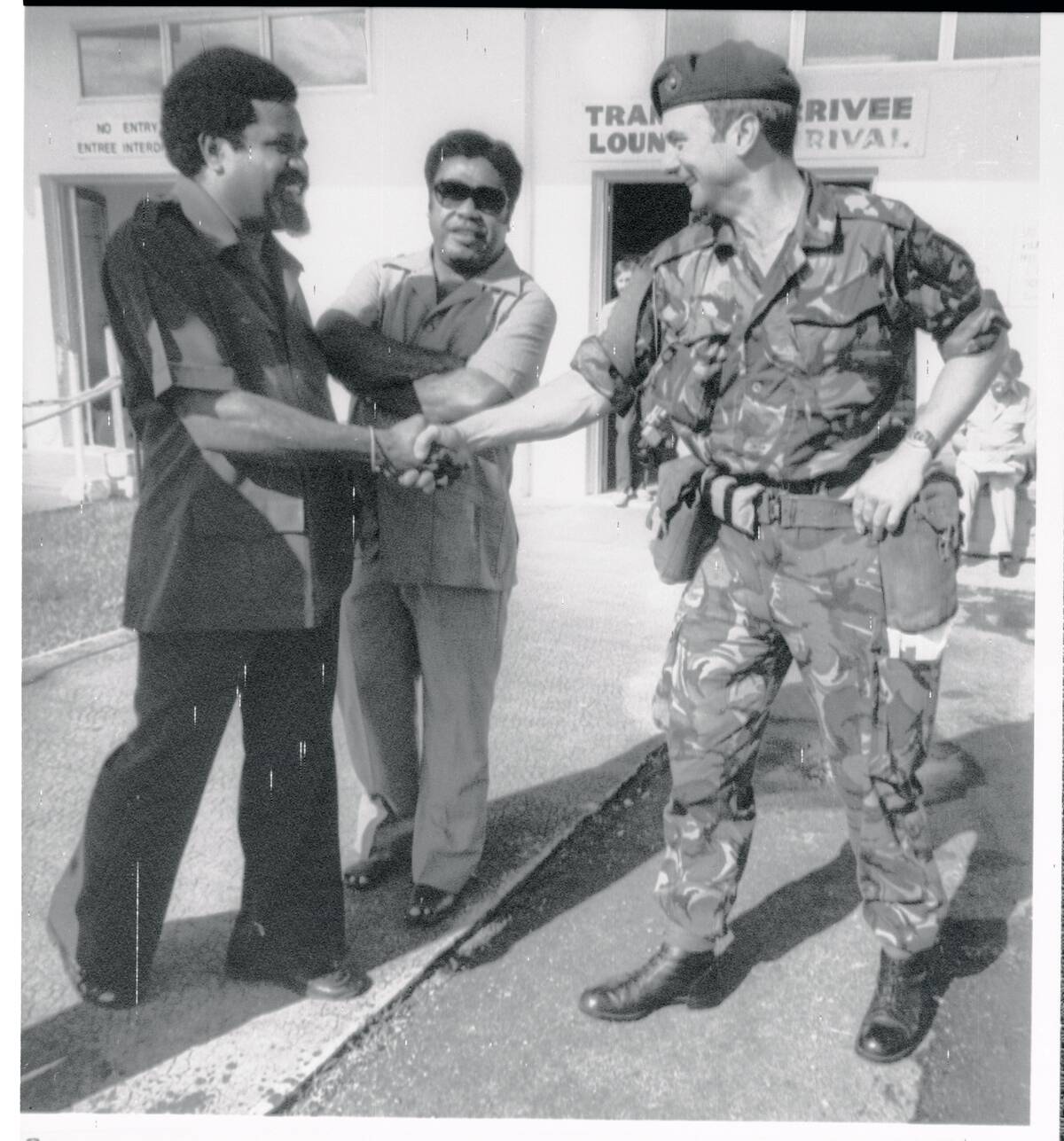 Walter Lini Shaking Hands With British Officer