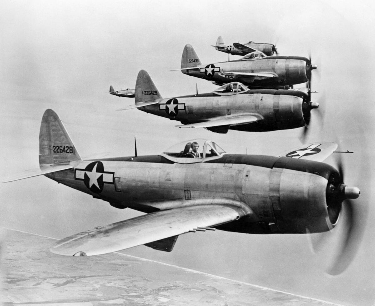 World War II USAAF Republic P-47 Thunderbolts in Formation