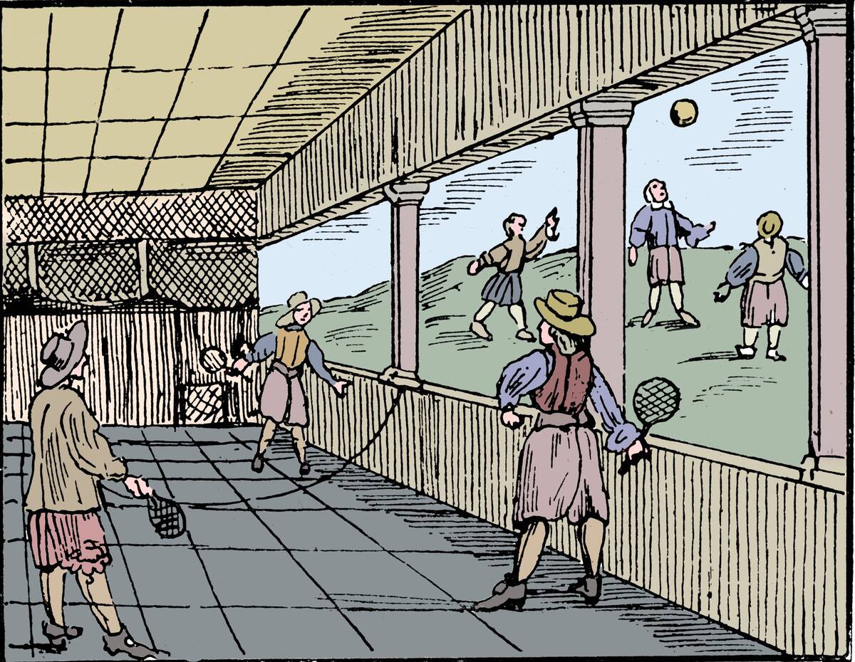 Young Men Playing A Form Of Tennis 16th Century